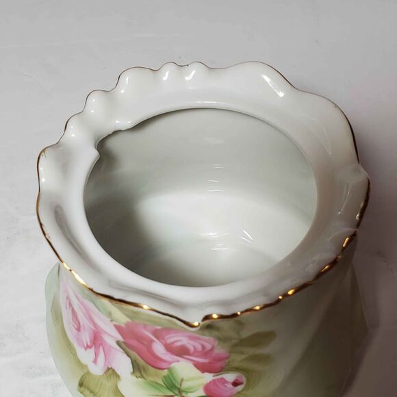 Lefton Green Heritage Jam Jar Pink Roses Vintage - Picture 8 of 9
